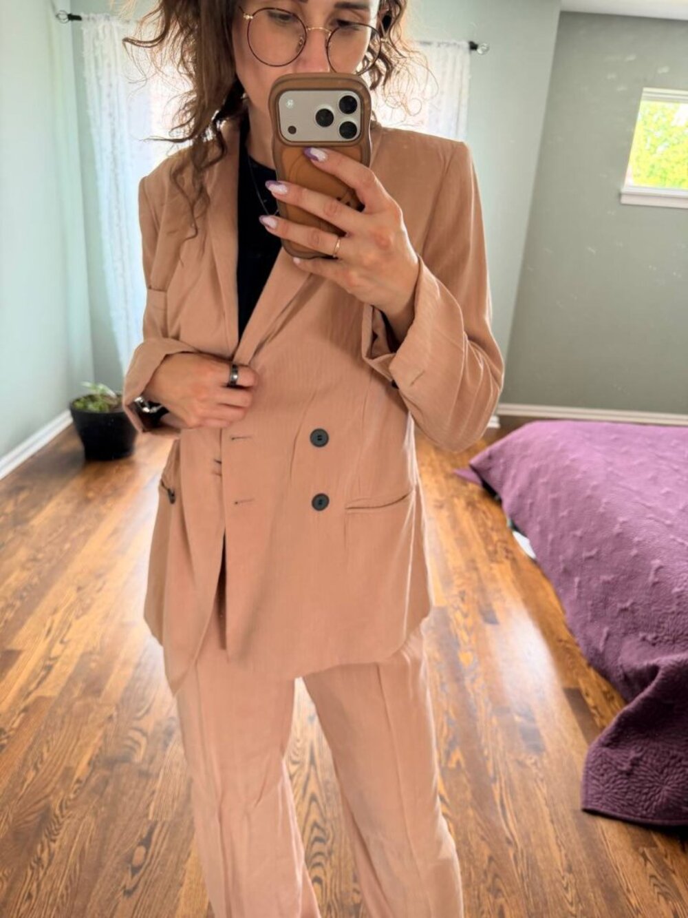Something Navy 2-Piece Suit Set Size 4